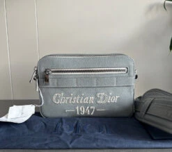 Dior CD1947 Gray Shoulder Bag In Calfskin