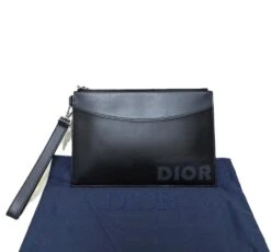 Dior Men's Logo A5 Leather Clutch Bag