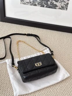 Dior Caro 2WAY Chain Pouch Black Leather Shoulder Bag -Beautyencounter Shop wsxc1722680300681 0